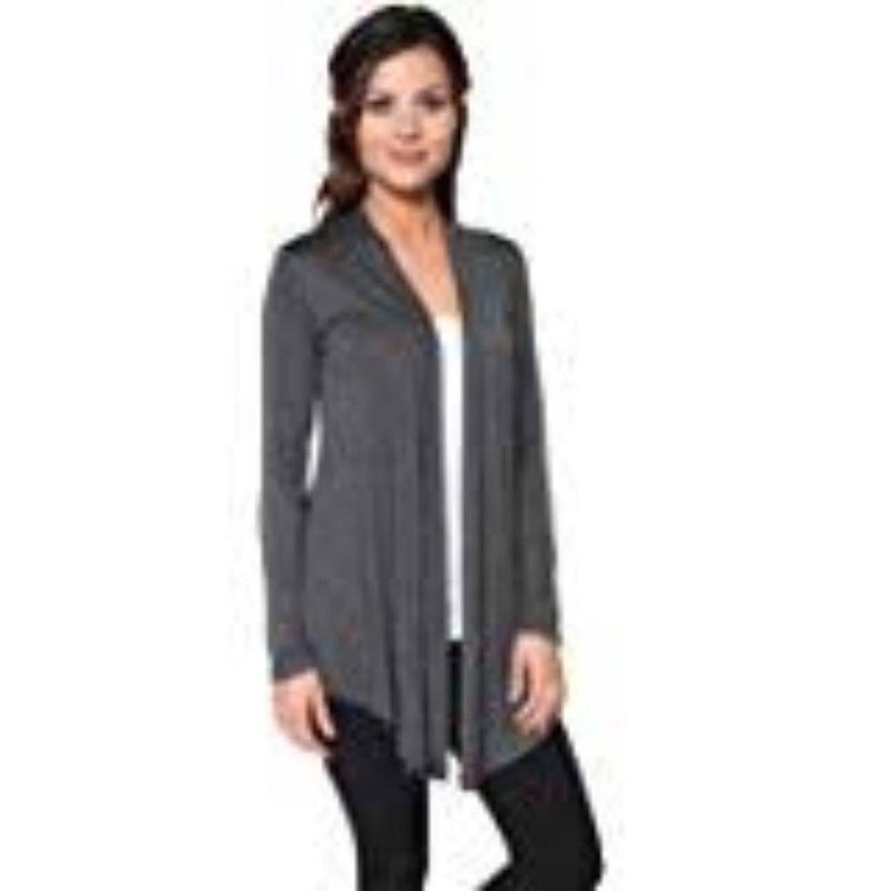 Pretty Young Thing  Women's Cardigan - Light Weight with Open Front Charcoal New